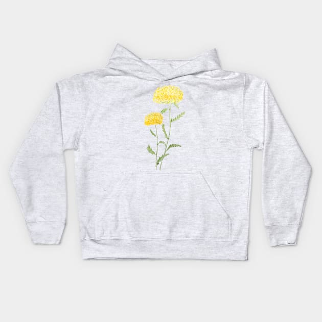 2 yellow yarrow watercolor Kids Hoodie by colorandcolor